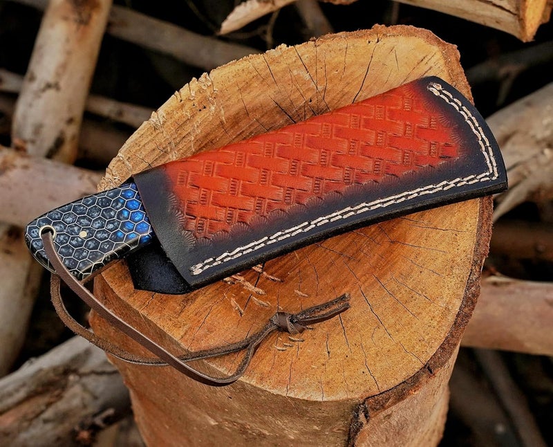 BE BREAK EDGE Stainless Steel Lineman's Hawkbill Knife, Fixed Blade,Full Tang, Wire Skinning, Utility Tool with Leather Sheath - Image 5